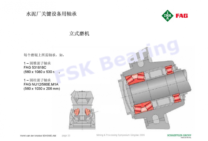 Einzelne Rollen-zylinderförmiges Kugellager der Reihen-NU12/560E.M1A für Zementfabrik Identifikation 560mm 0