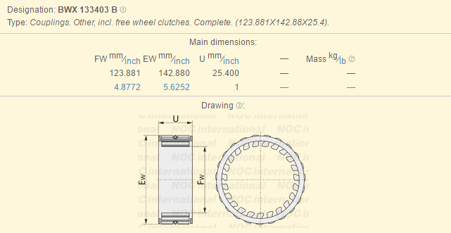 BWX133403B-Nadel, die eine Weisen-Kupplung trägt Od 142.880mm Identifikations-123.881mm trägt 0